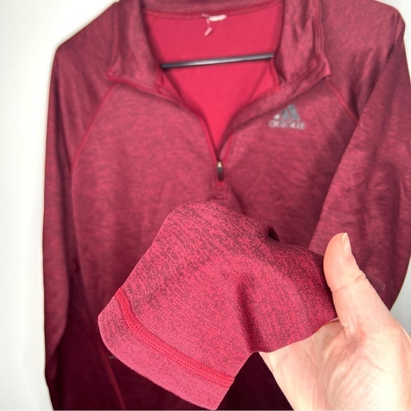 Adidas Climalite Burgundy Red Long Sleeve Half Zip Athletic Top Size Large - Picture 7 of 14